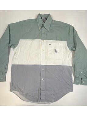 VTG Nautica Men S Colorblock Stripe Long Sleeve Button Down Shirt
